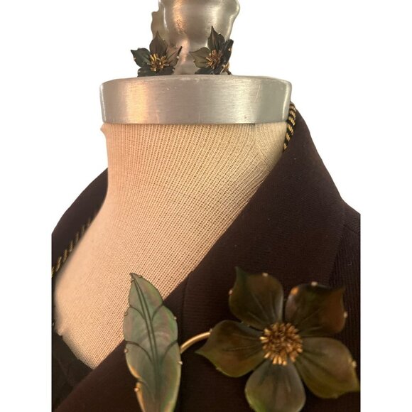 Ocean Treasure Vintage Brooch With Clip-on Earrings Mother-of-Pearl Floral Green - Picture 10 of 11